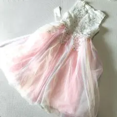 子供ドレス　ふんわり　本格刺繍　わたあめカラー 虹色