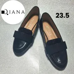 DIANA ダイアナ リボン エナメル ローファー フラットシューズ ブラック