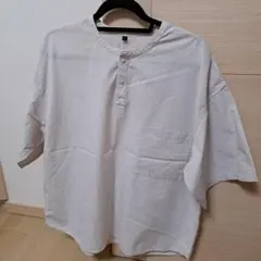 無印　ライトベージュ 半袖シャツ Lサイズ