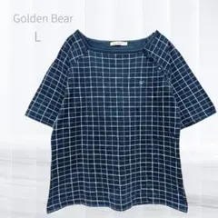 Golden Bear ゴールデンベア チェック柄カットソー L 左肩ボタン 紺のサムネイル