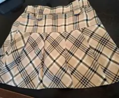 子供 ベージュ系チェック プリーツキュロットスカート