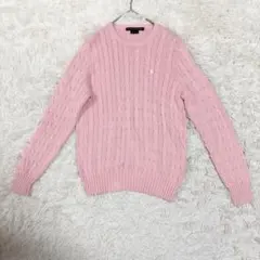美品　ラルフローレン　ゴルフ　ケーブルニット　ピンク　長袖　厚手　コットン100