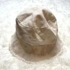 ベージュ コットン バケットハット フリンジエッジ
