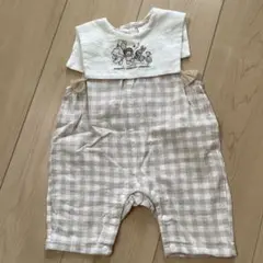 アニマル刺繍チェック柄ロンパース 70cm