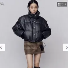 EMODA フェイクレザーショートダウン ブラックのサムネイル
