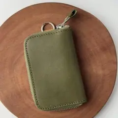 栃木レザー キーケース 車 ラウンドジップ スマートキー カード収納付き 本革