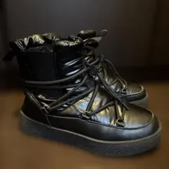 レザー風レースアップムートンブーツ 23.5