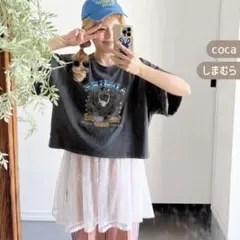 リノルーセ　しまむら　ロゴピグメント　スペース Tシャツ
