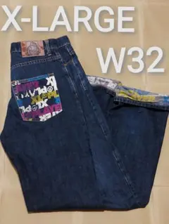 X-LARGE デニムパンツ W32 ストレート ダークネイビーのサムネイル