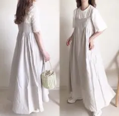 ロングワンピース　キャミワンピース　ナチュラル