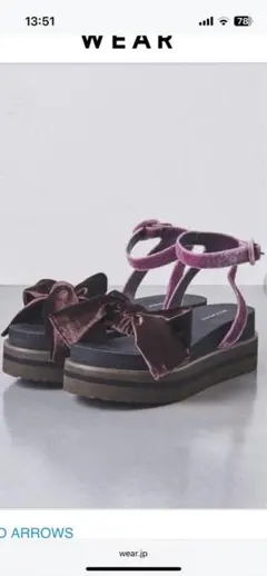 別注　ベルベットウェッジサンダル