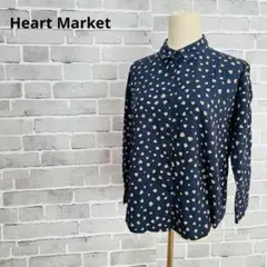 Heart Market ハート柄長袖シャツ ブラウス ネイビー⁠ B143のサムネイル