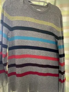 GAP ギャップ　ボーダー ストライプ ニット セーター トップス　グレー　M