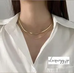 スネークチェーン サージカルステンレス ゴールドシルバー ネックレス 爆売✨2連