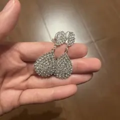 美品　ティアドロップ型　ブライダル　シルバーイヤリング