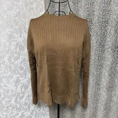ユニクロ リブ編み 長袖トップス ブラウン