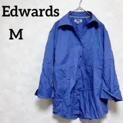 美品✨ Edwards 【M】 七分袖 スキッパーシャツ ブルーのサムネイル