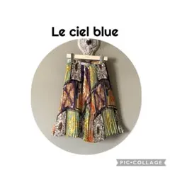 LE CIEL BLEU 総柄 プリーツ フレアスカート 38のサムネイル