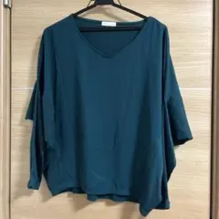 【ドルマンスリーブ】グリーン　長袖Tシャツ