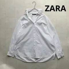 ZARA ザラ パールビーズ ポプリンシャツ ホワイト 白 オーバーサイズ S