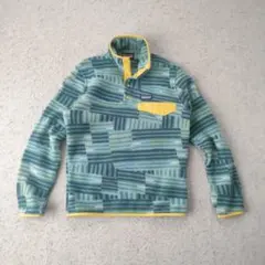 Patagonia スナップT フリース 総柄 グリーン マーブル シンチラ