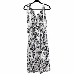 SHEIN シーイン 花柄 ロングワンピース リボン肩紐 M