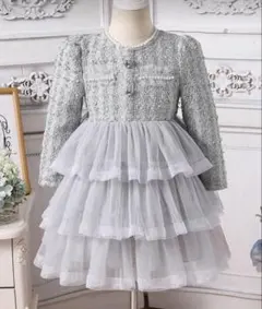 SHEIN ツイードドレス　卒入園式　結婚式　フォーマル104-110㎝　5Y