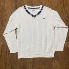 新*員様 【ウールマーク入 美品】80s 90s LACOSTE Vネック ケーのサムネイル
