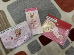 ピンクのポーチ・チャーム・ステッカーセット