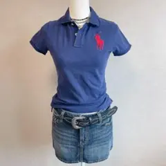 y2k 平成ギャル　ポロ　ラルフローレン　ポロシャツ　ビッグポニー　ピチT 紺
