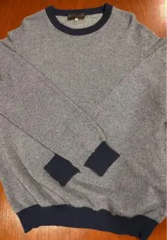 LORIS ABATE イタリア製カシミアクルーネックセーター ネイビー/グレー