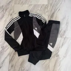 adidas キッズ ジャージ パンツ ブラック/グレー