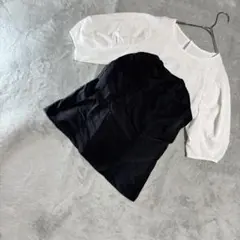【新品】any SiS バイカラーブラウス ホワイト×ブラック 2(M)