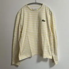 Lacoste 長袖Tシャツ イエロー/ホワイトボーダーシャツ