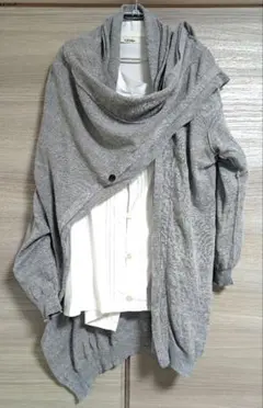 J*5様 Y's ワイズ グレー杢 定番型 変形綿ニットカーディガン