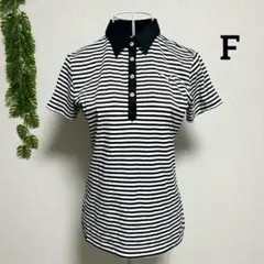 プーマ・F 半袖ポロシャツ 黒/白 ボーダー スポーツ ロゴ 伸縮性 速乾性