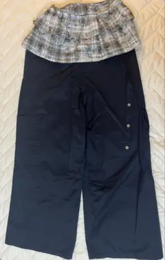 韓国　ラップ巻き　スカートレイヤード　カーゴパンツ　ズボン ワイドパンツ