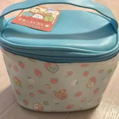 すみっコぐらし バニティポーチ いちご柄 水色