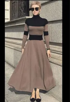 新品未使用　JENNE タートルニットフレアワンピース　Mモカ