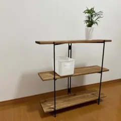幅80cm☆ワイヤークロス 木製ラック☆食器棚☆木製シェルフ☆白木の