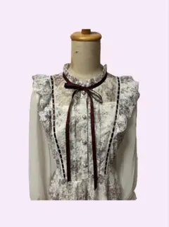 【美品】axes femme 花柄フリル長袖ワンピース