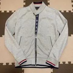 ZARA MAN｜スタンドカラースウェットジャケットグレー ダブルジップ　S