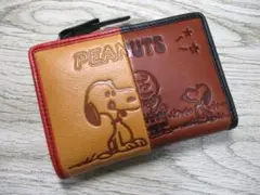 新品 財布 レディース 二つ折り ラウンド スヌーピー SNOOPY 本革 B