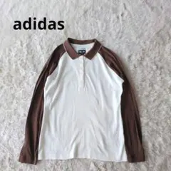 adidas　​アディダス 長袖ポロシャツ バイカラー ラグラン コットン L