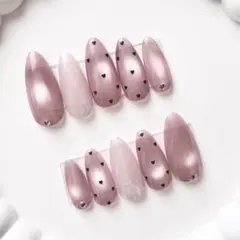 363♡ネイルチップ ワンホン フレンチガーリー マグネット　春ネイル リボン