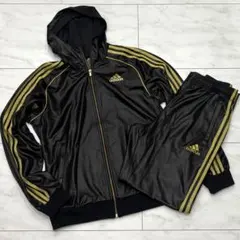 《極美品》アディダス コーティングジャージ セットアップ ゴールド × ブラック