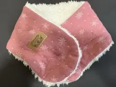ハンドメイド　ネックウォーマー　雪の結晶柄　プードルファー　リバーシブル