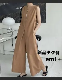 emi +/キーネック/ノースリーブ/ワイドサロペット/ブラウン/キレイめのサムネイル