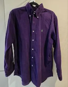 Ralph Lauren シャツ 長袖 Ｌ コーデュロイ　刺繍ロゴ　紫