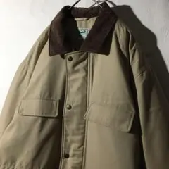 【個性派古着】襟コーデュロイ　ベージュ　カバーオール メンズＬ　クロコダイル